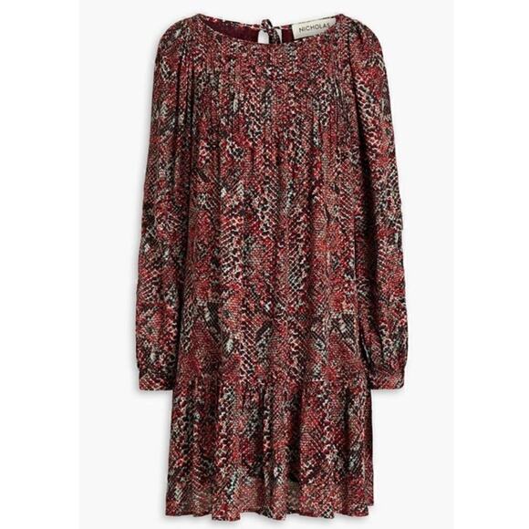 Nicholas Devan gathered snake-print crepe mini dress size 4 - Picture 2 of 16